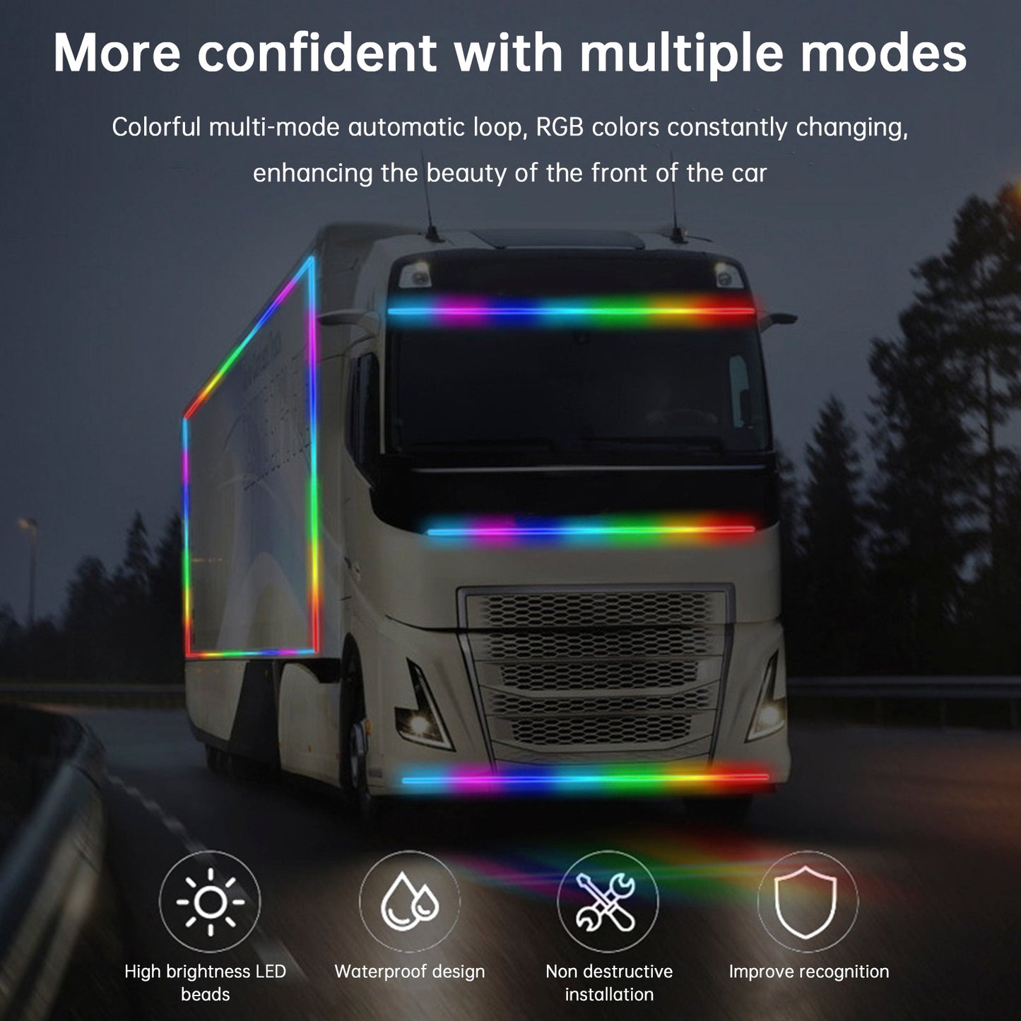 Strisce luminose a LED colorate per camion con telecomando da 2,4 m