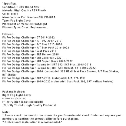 Copertura fendinebbia lato destro per Dodge Challenger 2015-2022 68259660AA