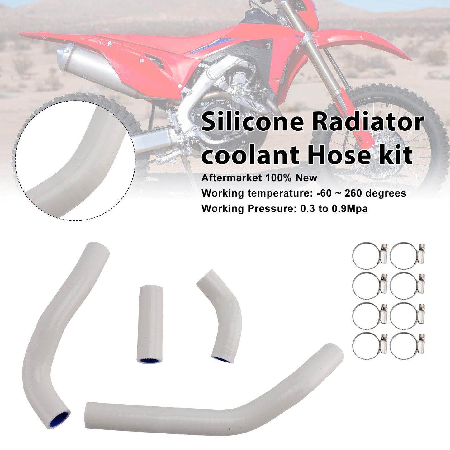 Kit di tubi flessibili in silicone per il liquido di raffreddamento del radiatore, compatibile con Honda CRF450R RX RWE 21-25