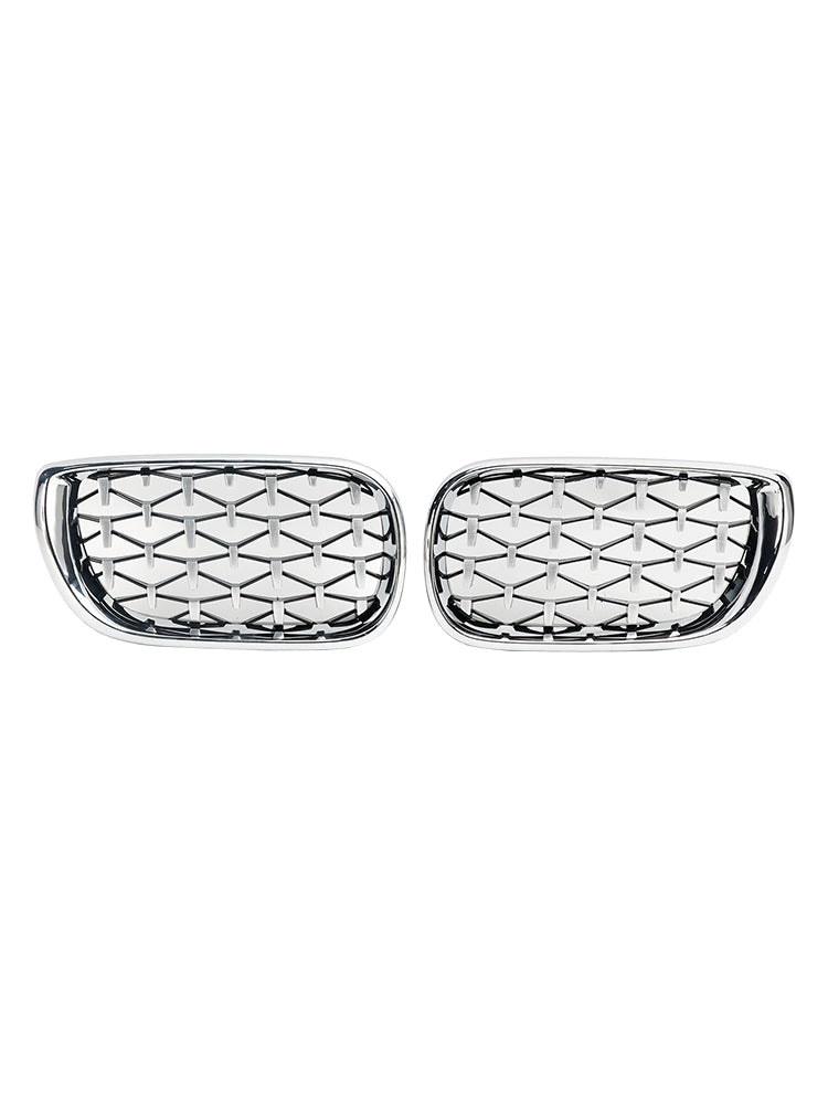 Pair Chrome Diamond Grille For BMW E46 Saloon/Touring Facelift 2002-2005 4Dr
