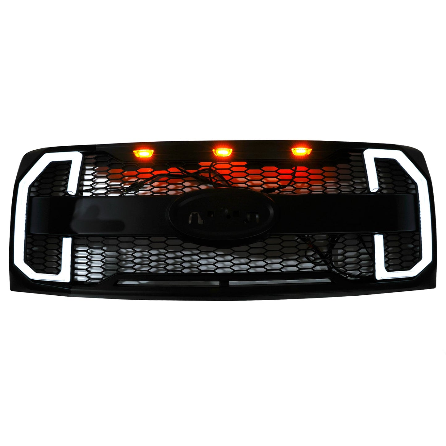 Griglia paraurti anteriore stile Raptor nero opaco Ford F150 2009-2014 con LED