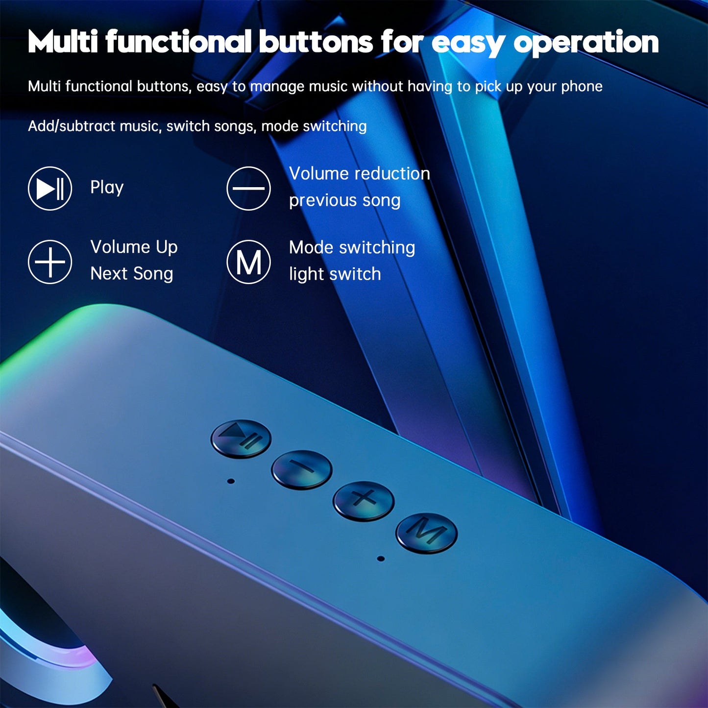 Altoparlante Bluetooth wireless intelligente M6, altoparlante portatile per gaming con luce pulsante accattivante.