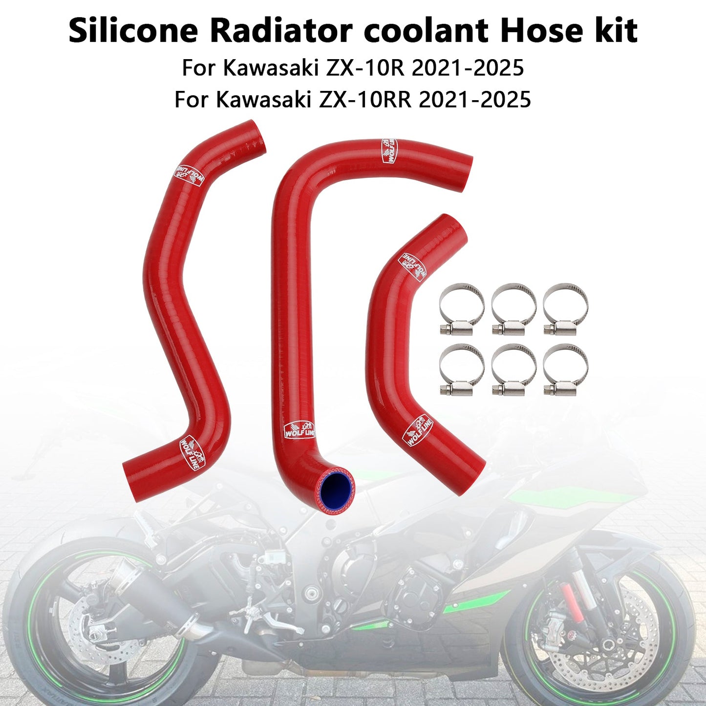 Tubo flessibile del liquido di raffreddamento del radiatore in silicone Kawasaki ZX10R ZX-10RR 2021-2025