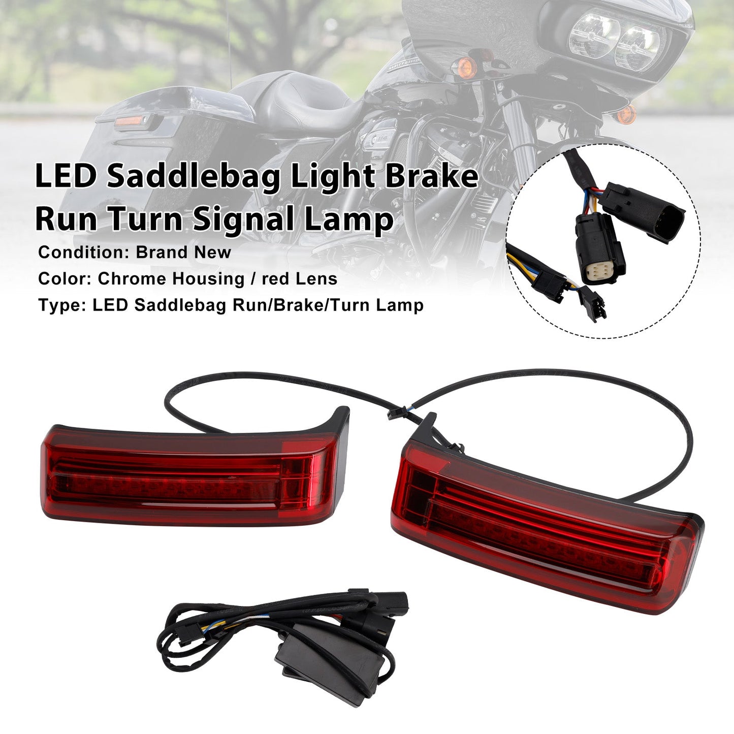 Luce per borsa laterale, luce freno, indicatore di direzione per Touring Road Glide 2014-2023