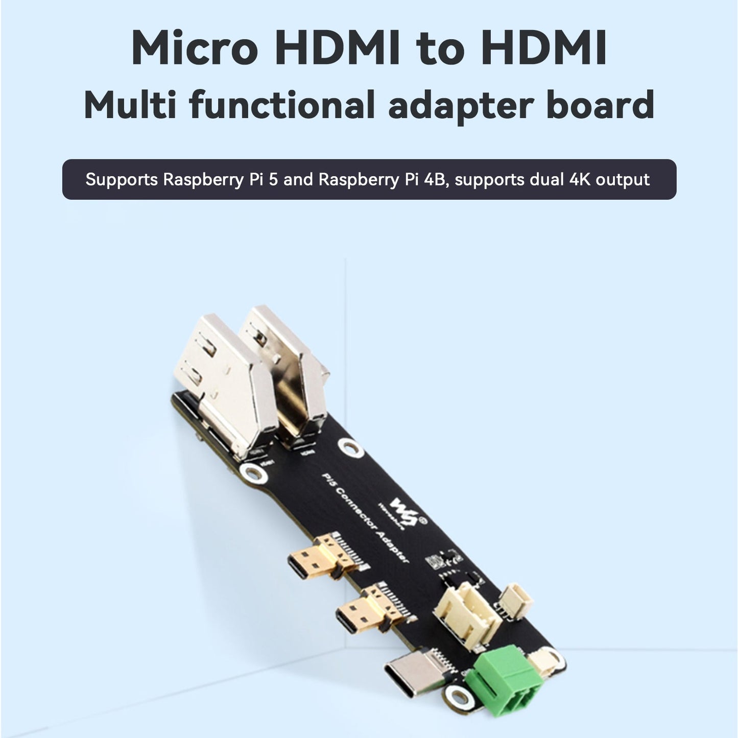 Scheda di espansione multifunzione Raspberry Pi HDMI doppia uscita 4K con Pi5/Pi4B