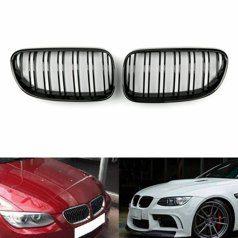 Gloss Black Front Kidney Grille Double Rib Per BMW E92 E93 LCI 2 Doors 2011-2014