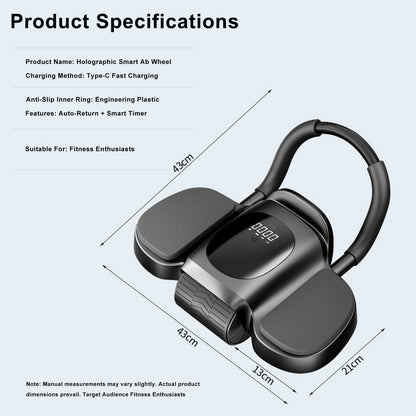 Rullo per addominali aggiornato con timer e core trainer con supporto per il gomito, rimbalzo automatico e display LCD - Include ginocchiere perfette per gli allenamenti a casa Nero