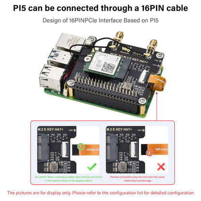 Scheda di espansione PCIe per Raspberry Pi 5 a M.2 E Key per scheda di rete wireless NGFF