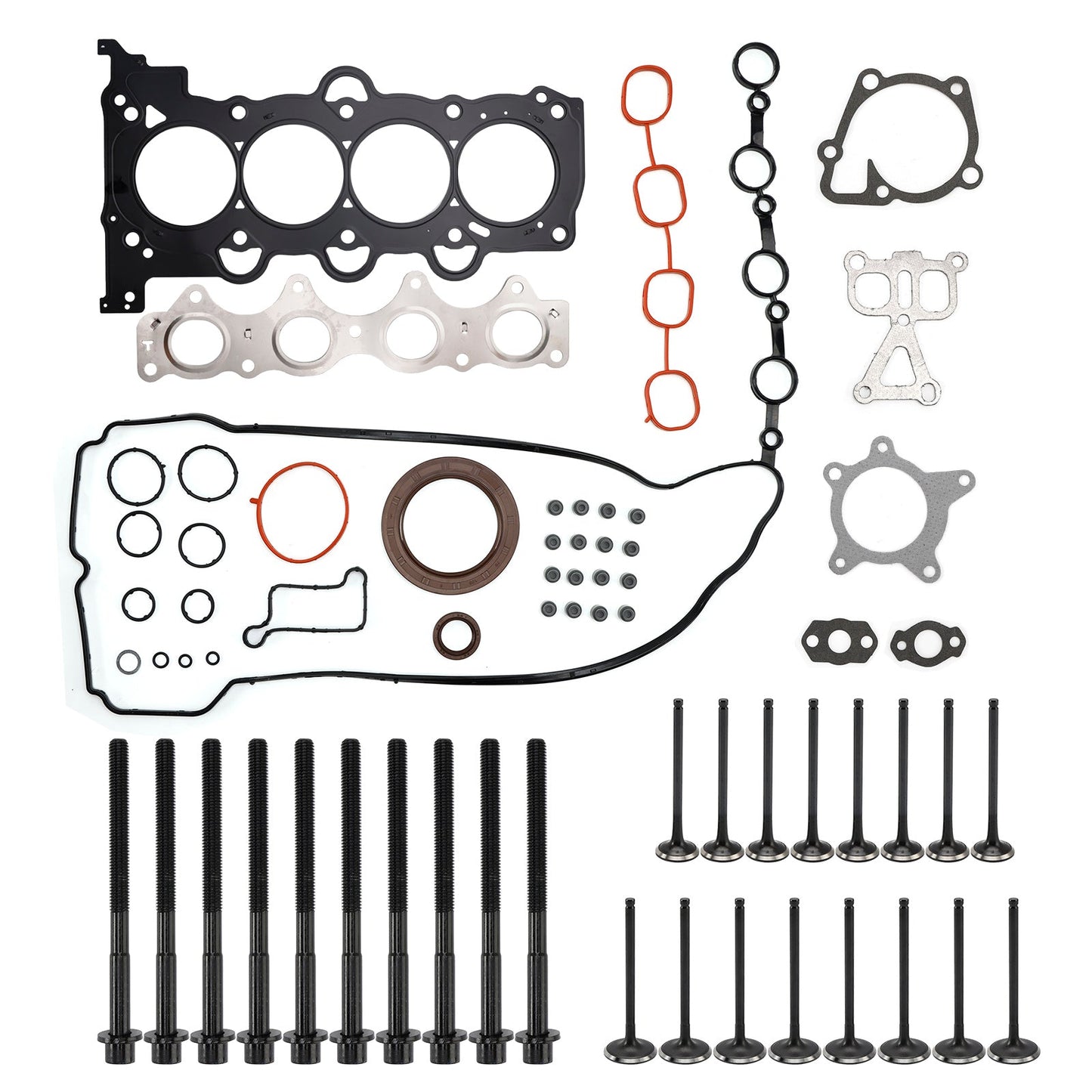 Kit bulloni guarnizioni testata turbocompressa Hyundai Veloster 1.6L GAS Turbo G4FJ 2013-2021 con valvola di aspirazione e scarico 23110-2B710