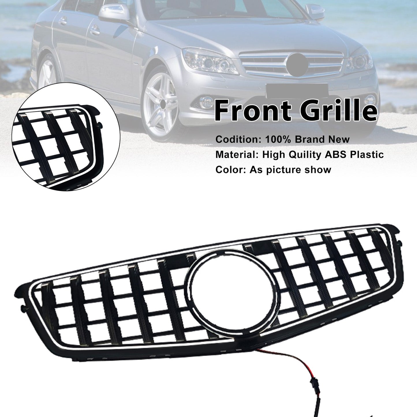 Griglia paraurti anteriore stile GT per Mercedes-Benz Classe C W204 C300 C350 (2008-2014)