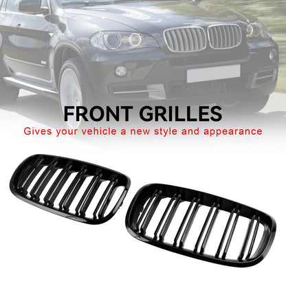 Front Bumper Kidney Grille Grill Per BMW X5 E70 X6 E71 2007-2013 Gloss Black