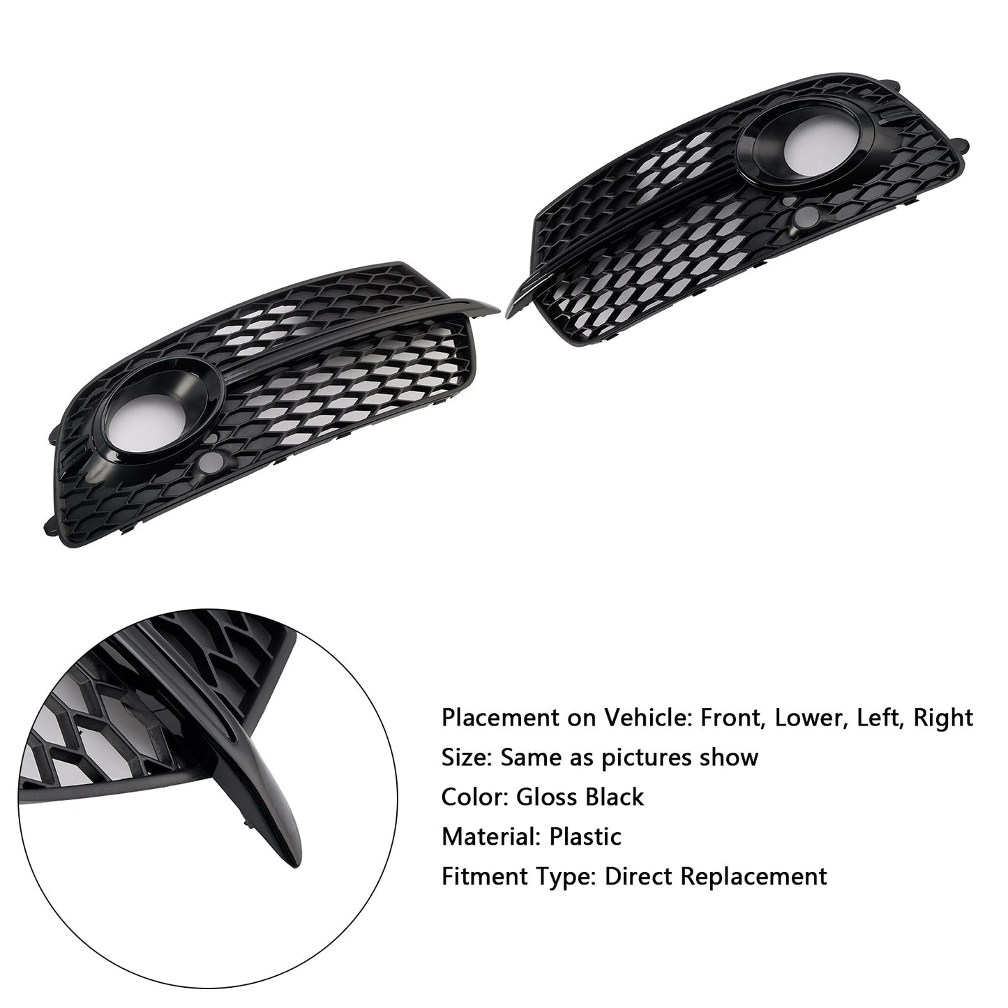 Griglia fendinebbia paraurti anteriore adatta per Audi Q5 S-Line SQ5 2013-2017, nera