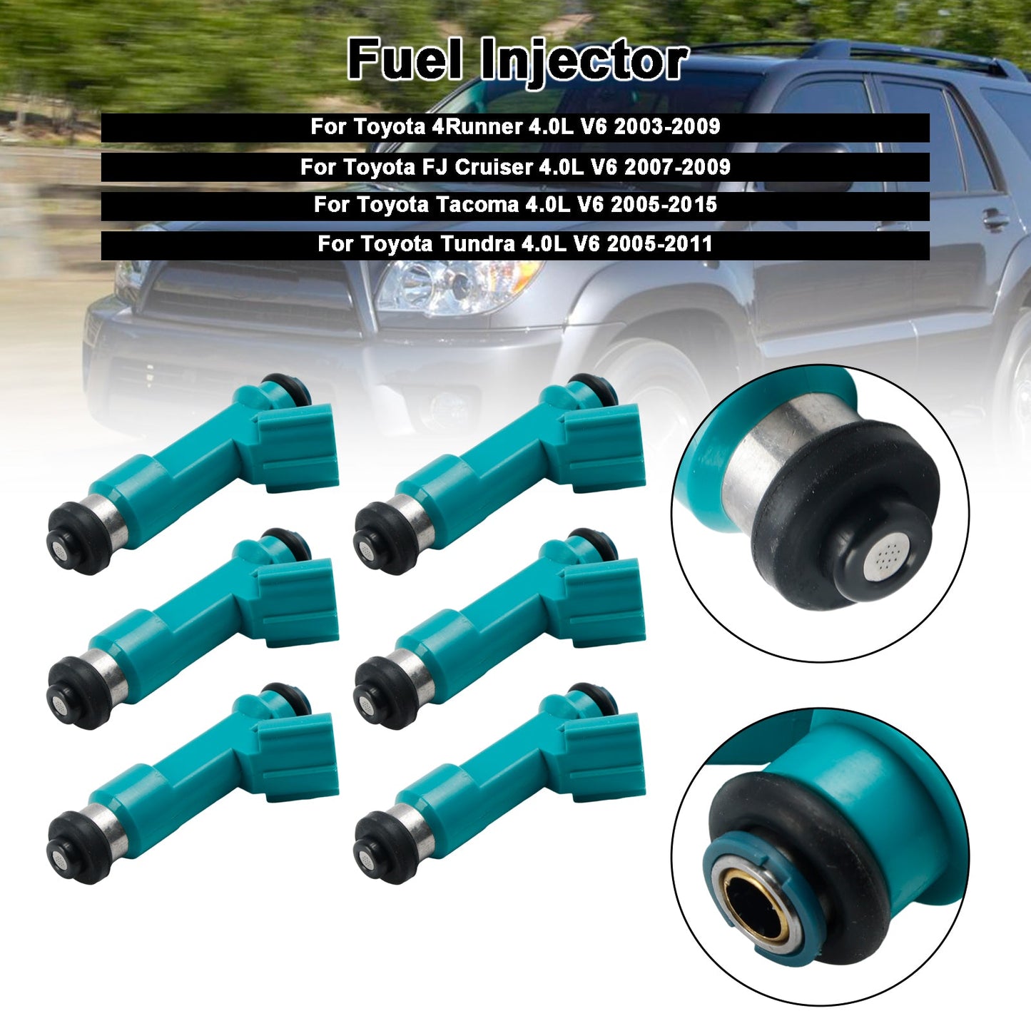 6 pezzi Iniettore carburante 23250-31060 Adatto per Toyota Tacoma 4Runner FJ Cruiser 23250-31010