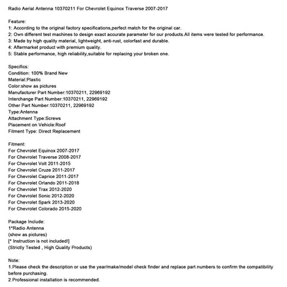Antenna radio 10370211 per Chevrolet Equinox Traverse 2007-2017
