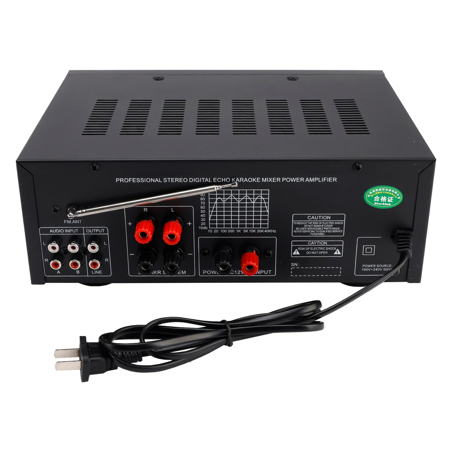 Bluetooth 5.4 HiFi 2500W Peak stereo Karaoke Power Amplificatore FM USB EQ Mixer