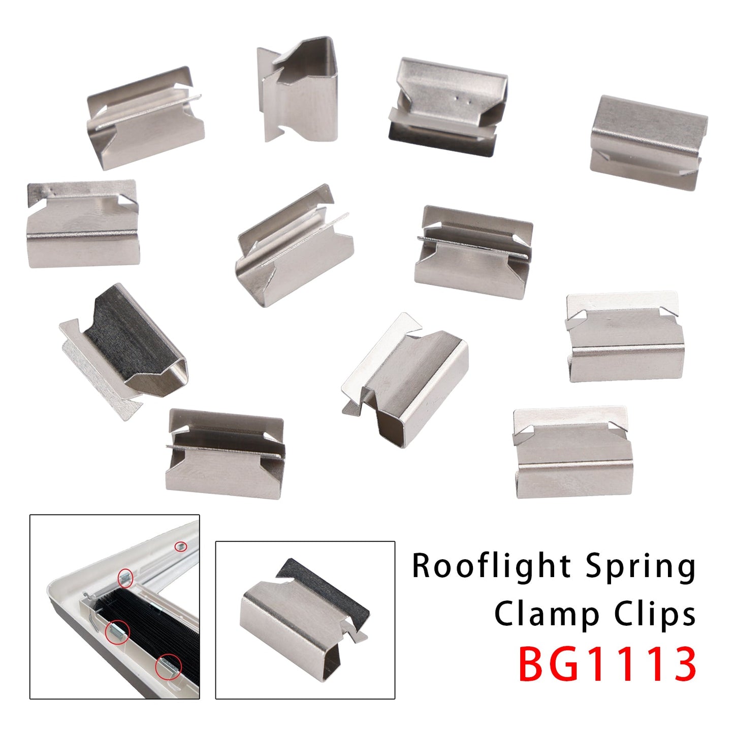 12 clip di fissaggio a molla per lucernario BG1113 per telaio interno roulotte Heki 3/4