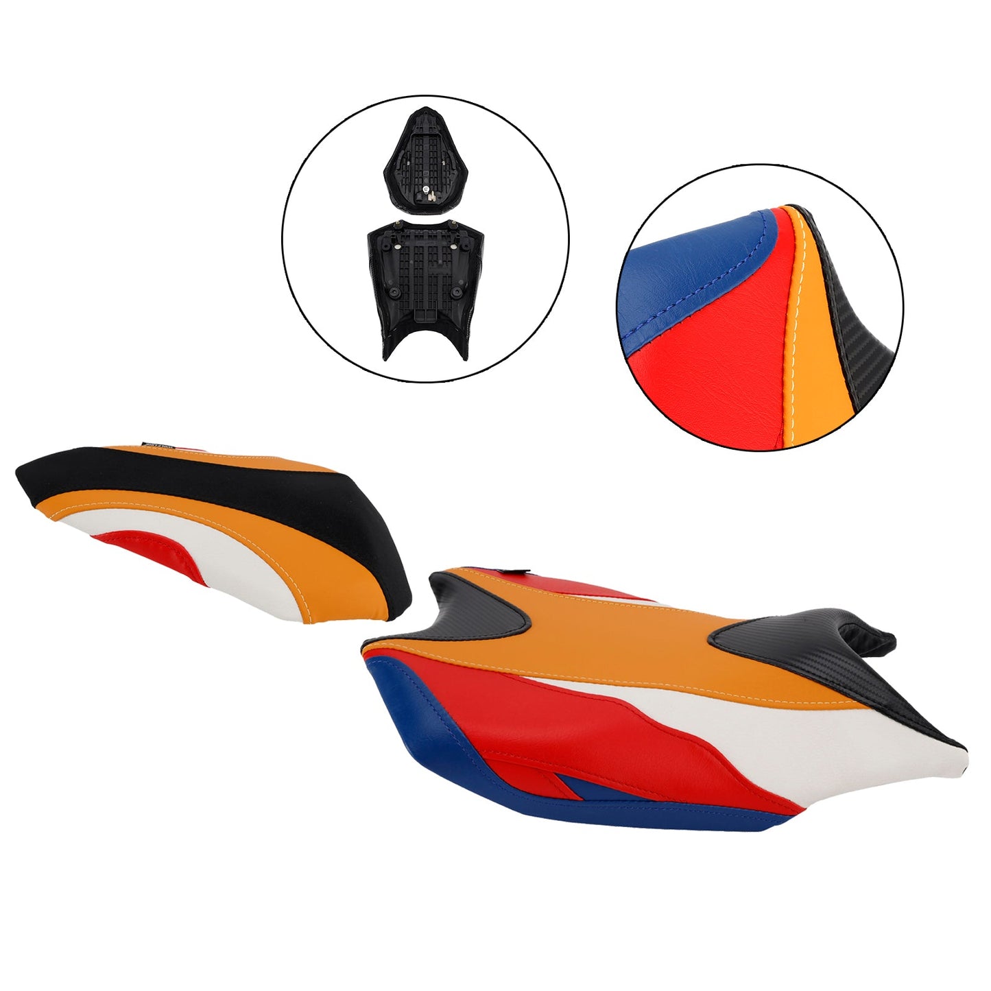 Kit cuscini passeggero anteriore e posteriore Raider per Honda CBR250RR 2017-2024 2023, colore arancione