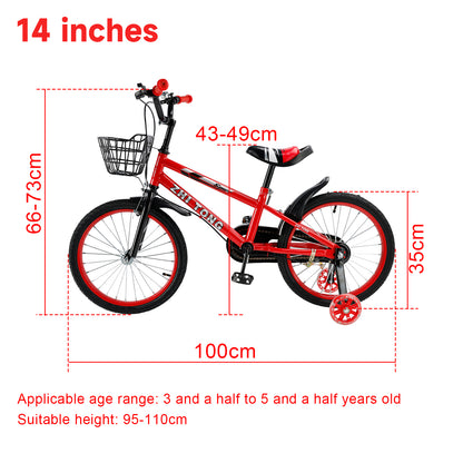 Bicicletta per bambini da 14 pollici Bicicletta per bambini e bambine con ruote ausiliarie