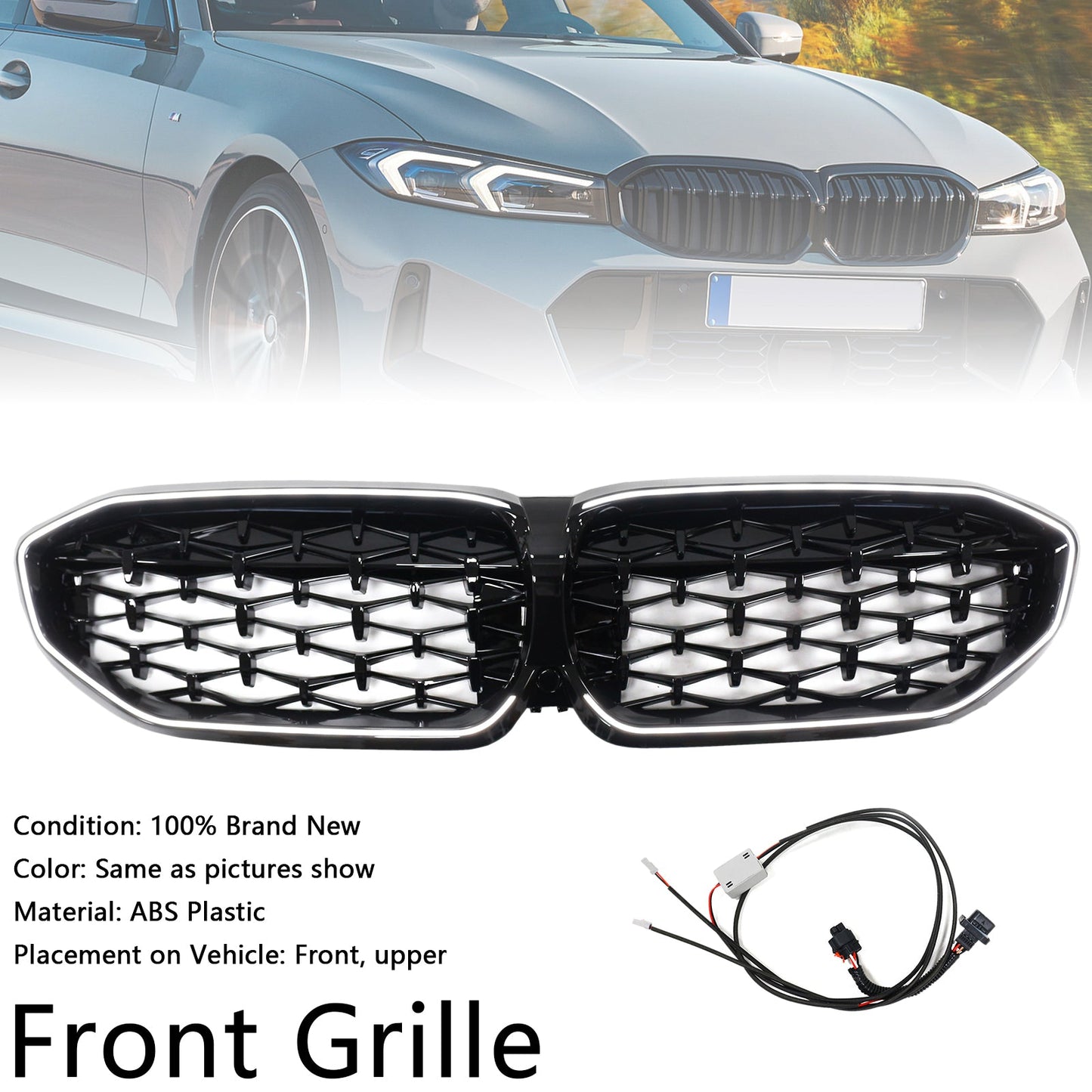 2019-2022 BMW Serie 3 G20 manca griglia a doppio rene diamantata 51138072085