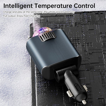 Caricabatterie per auto super veloce da 120 W con cavo retrattile Caricabatterie intelligente per deodoranti per ambienti