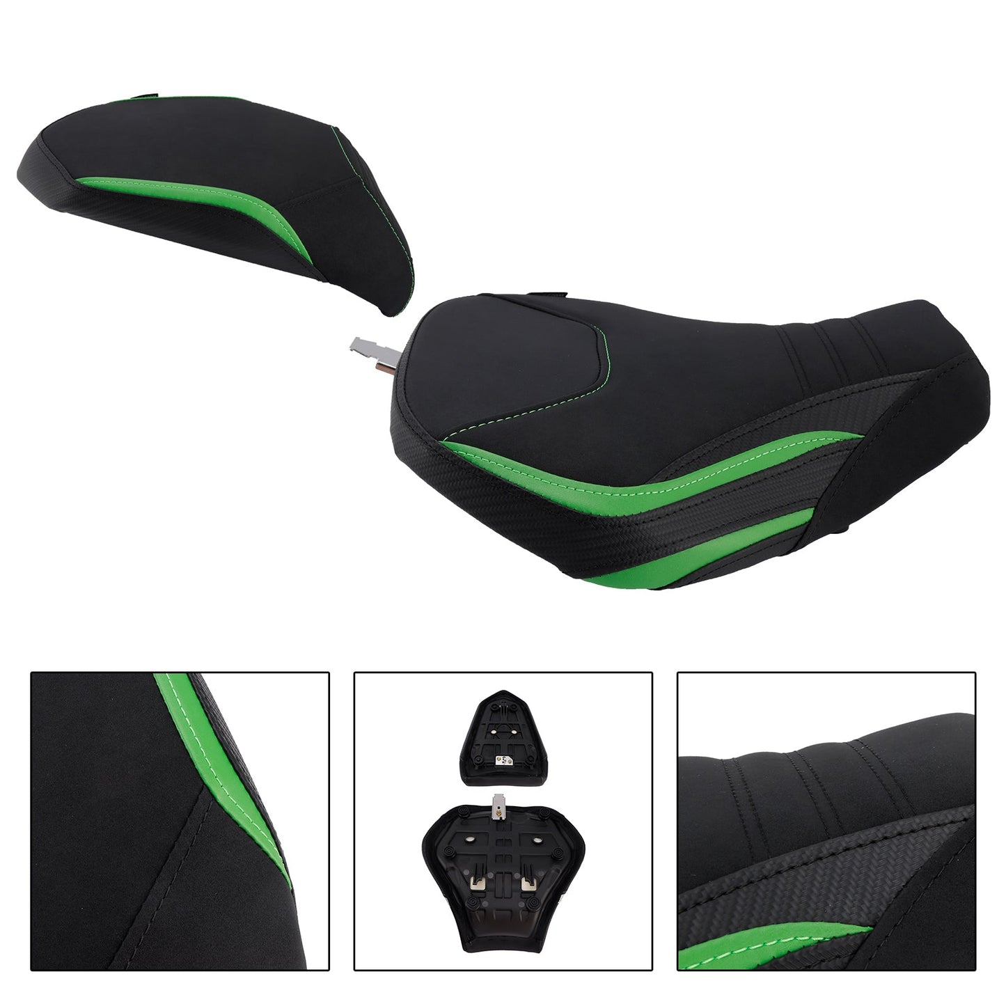 Kit cuscini passeggero Raider anteriori e posteriori per Kawasaki Ninja H2 Sx 2022-2025, colore verde.