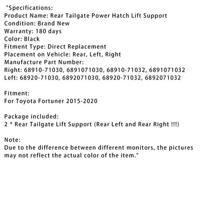 Puntone elettrico del gas del portellone posteriore 2015-2020 di Toyota Fortuner 6892071030 6891071032