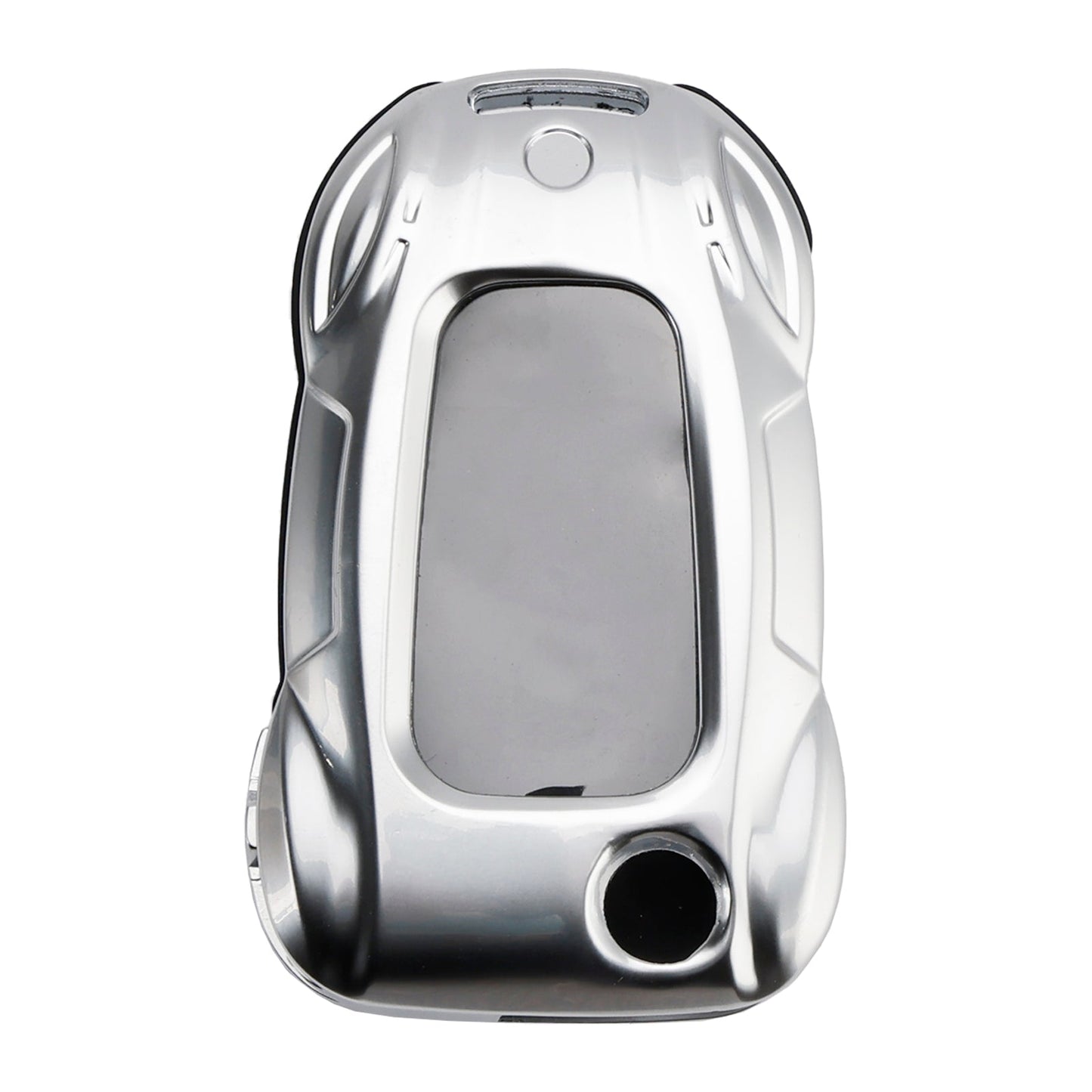 Custodia in lega di zinco e pelle per chiave auto VW Polo Skoda, colore argento
