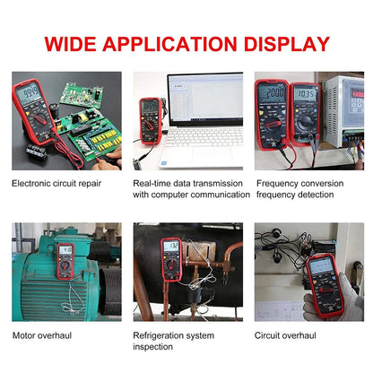 Multimetro digitale UT61B+ per test di tensione, corrente, resistenza e capacità in corrente alternata/continua.