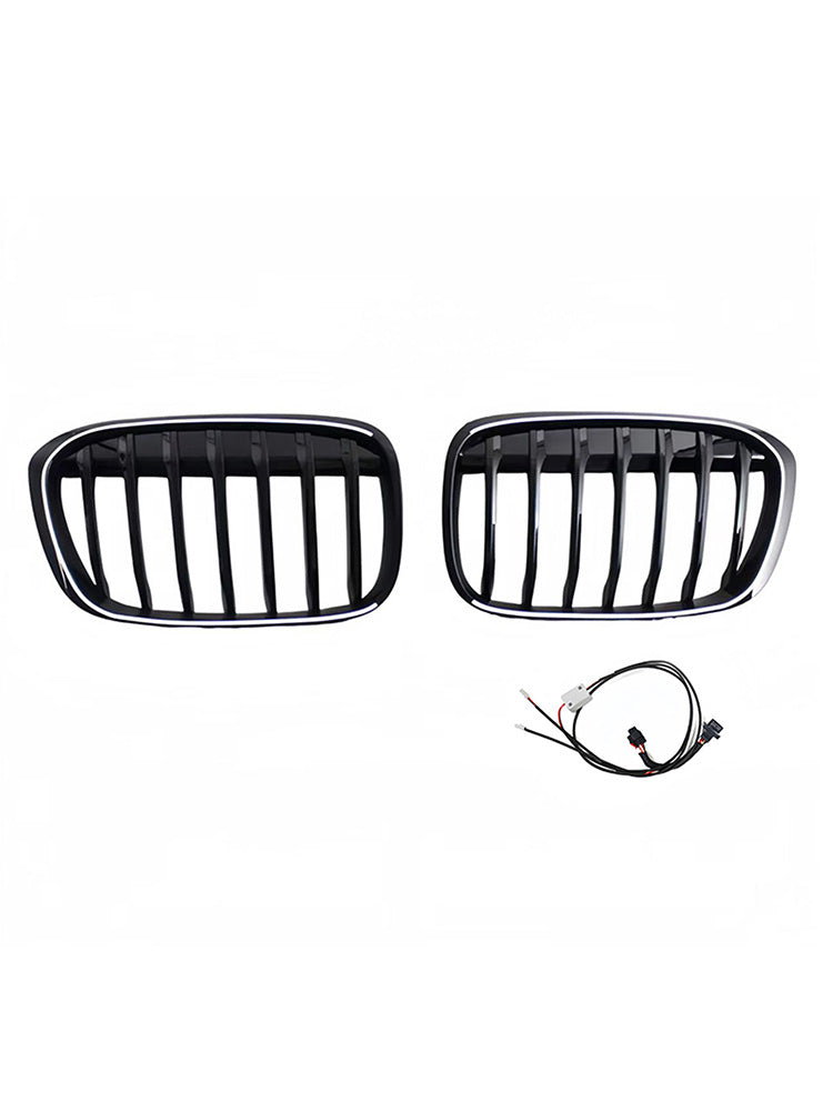 Griglia anteriore a doppio rene nera lucida, compatibile con BMW X1 F48 F49 2016-2019 (2 pezzi).