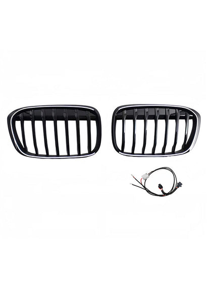 Griglia anteriore a doppio rene nera lucida, compatibile con BMW X1 F48 F49 2016-2019 (2 pezzi).