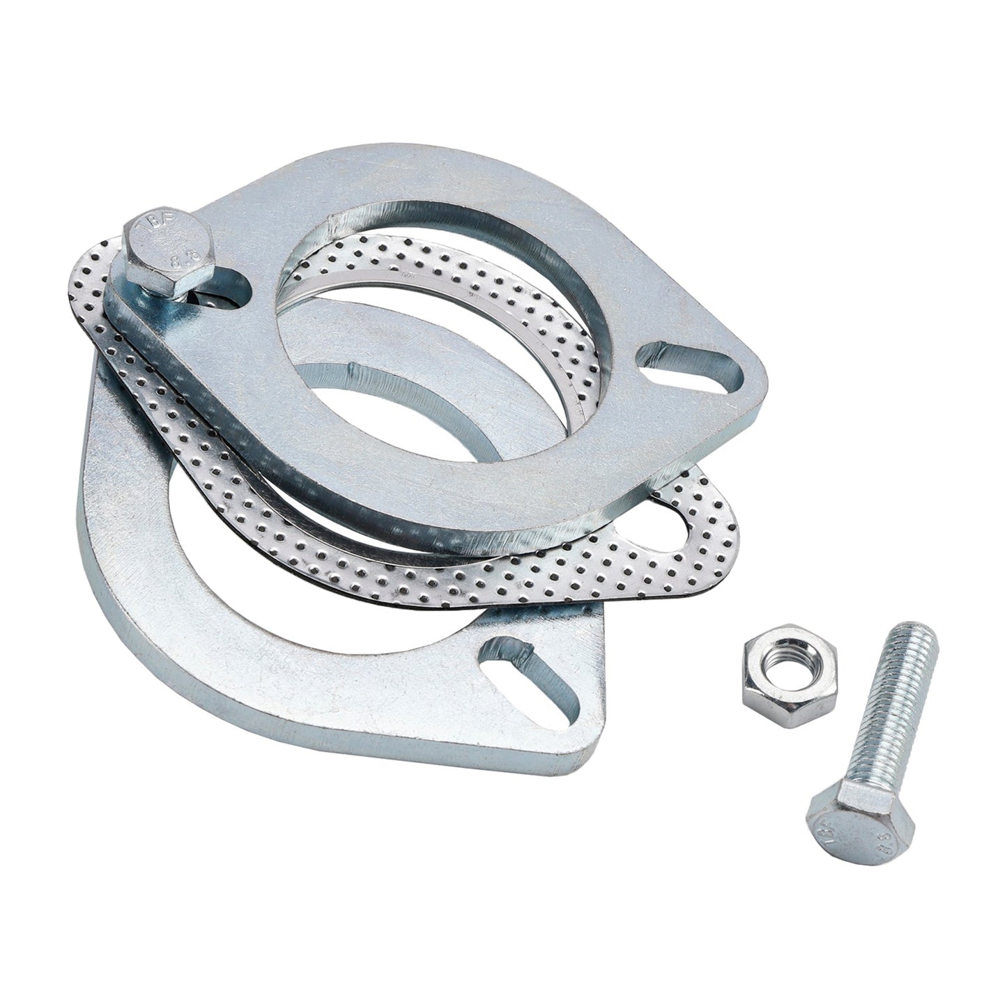 2 flange in acciaio da 2,5"" pollici 64 mm per flangia di giunzione per riparazione di tubi di scarico e bulloni