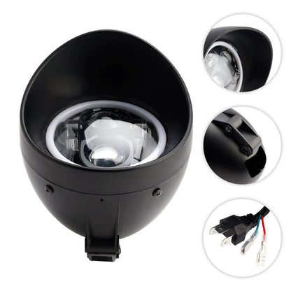 Faro anteriore da 5,75"" con faretto universale a 4 lampadine, adatto per moto, cromato