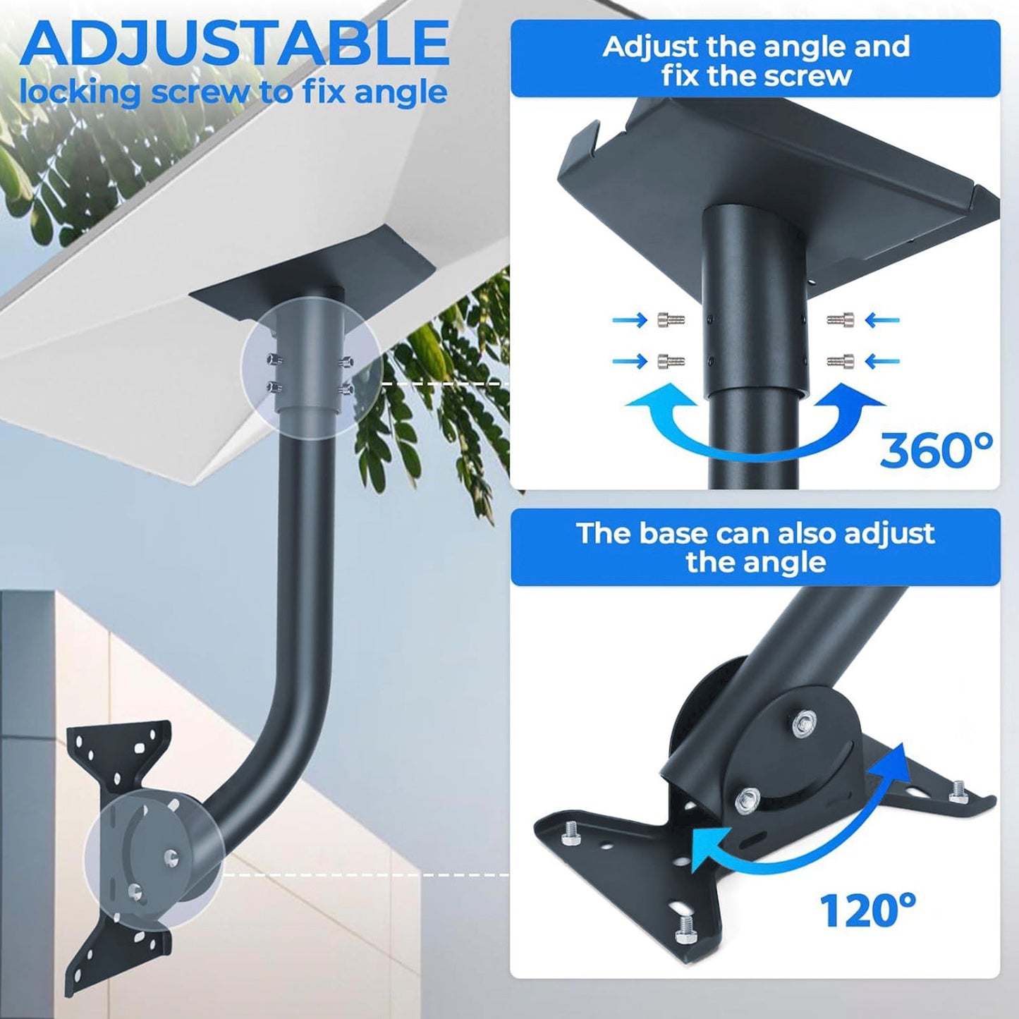 Kit di montaggio regolabile Starlink Gen 3 Mount 360° V3 per tetto, parete esterna