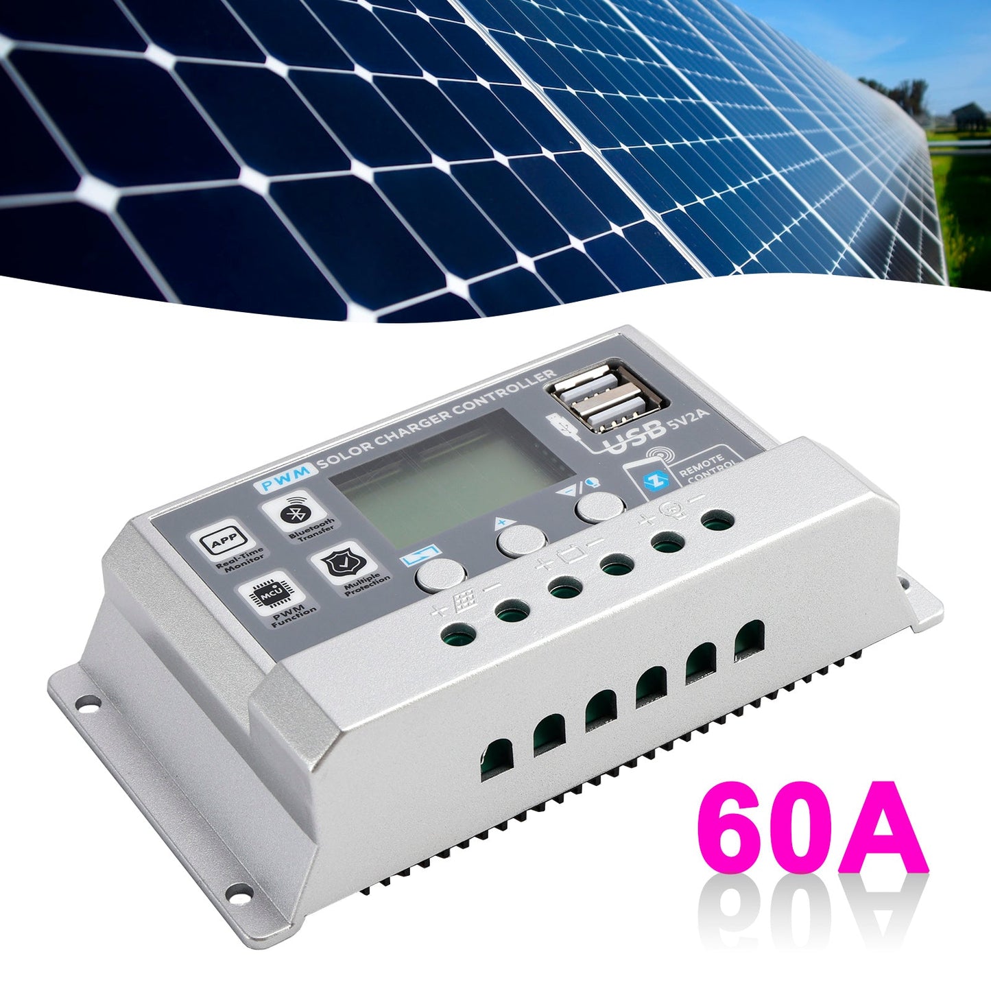 Regolatore solare PWM 10A-60A APP mobile Regolatore solare di controllo intelligente