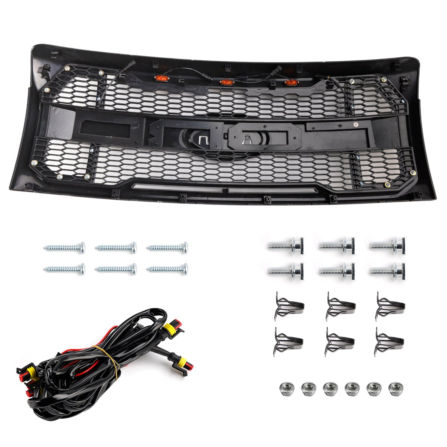Griglia paraurti anteriore stile Raptor nero opaco Ford F150 2009-2014 con LED