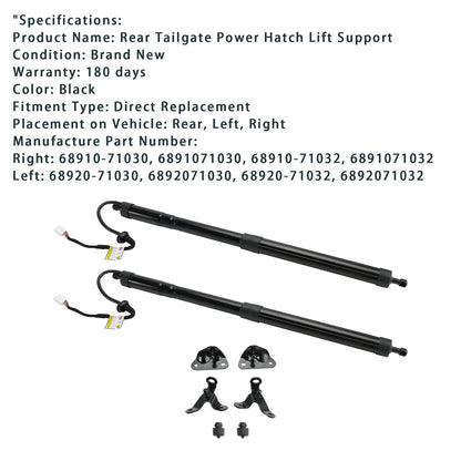 Puntone elettrico del gas del portellone posteriore 2015-2020 di Toyota Fortuner 6892071030 6891071032