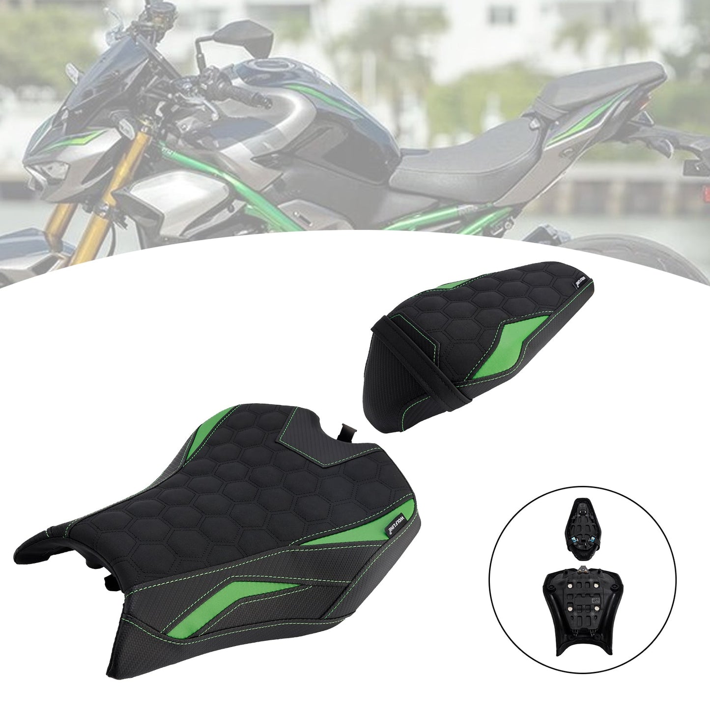 2025 - Cuscino posteriore per sedile conducente e passeggero per Kawasaki Ninja Z900 Zr900-F, colore verde.