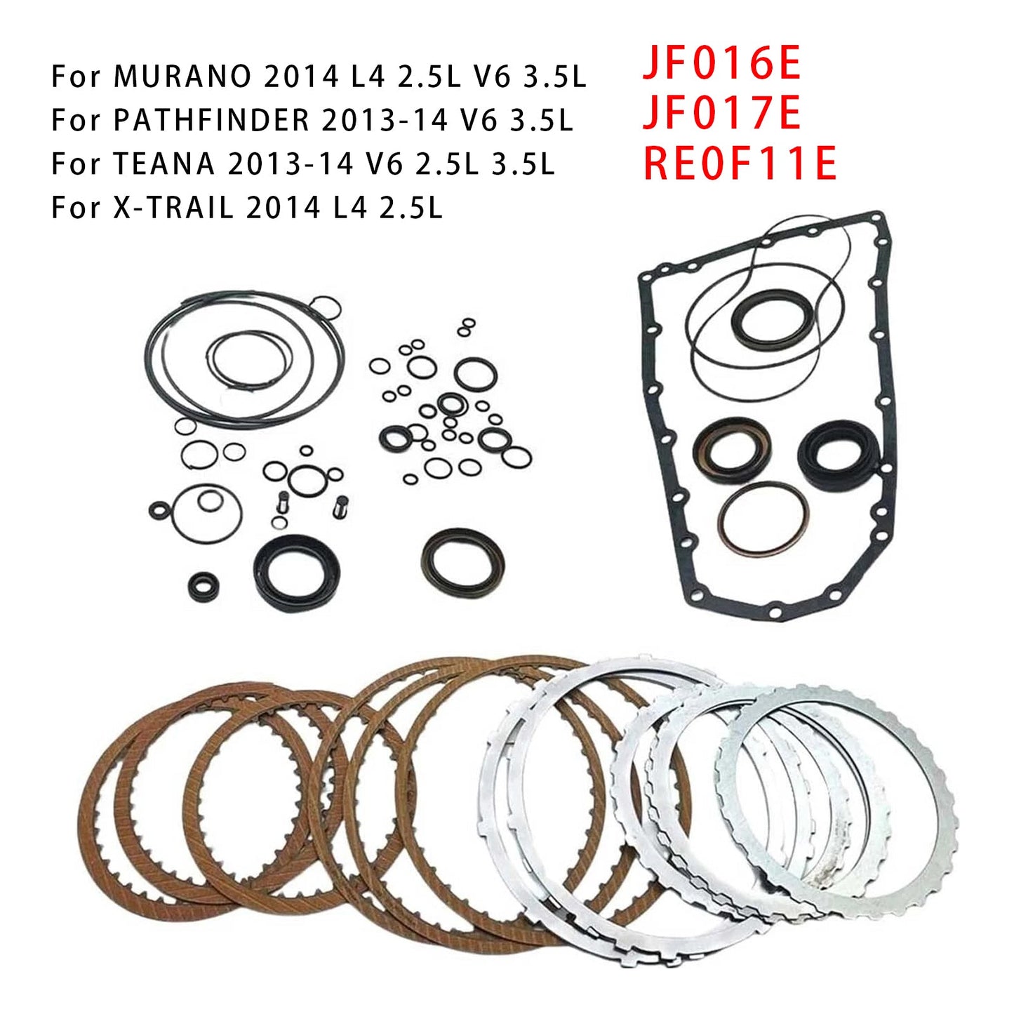 Kit di ricostruzione della trasmissione principale CVT JJXQX60 L4 2.5L V6 3.5L 2012-2014, dischi frizione F016E JF017E RE0F11E