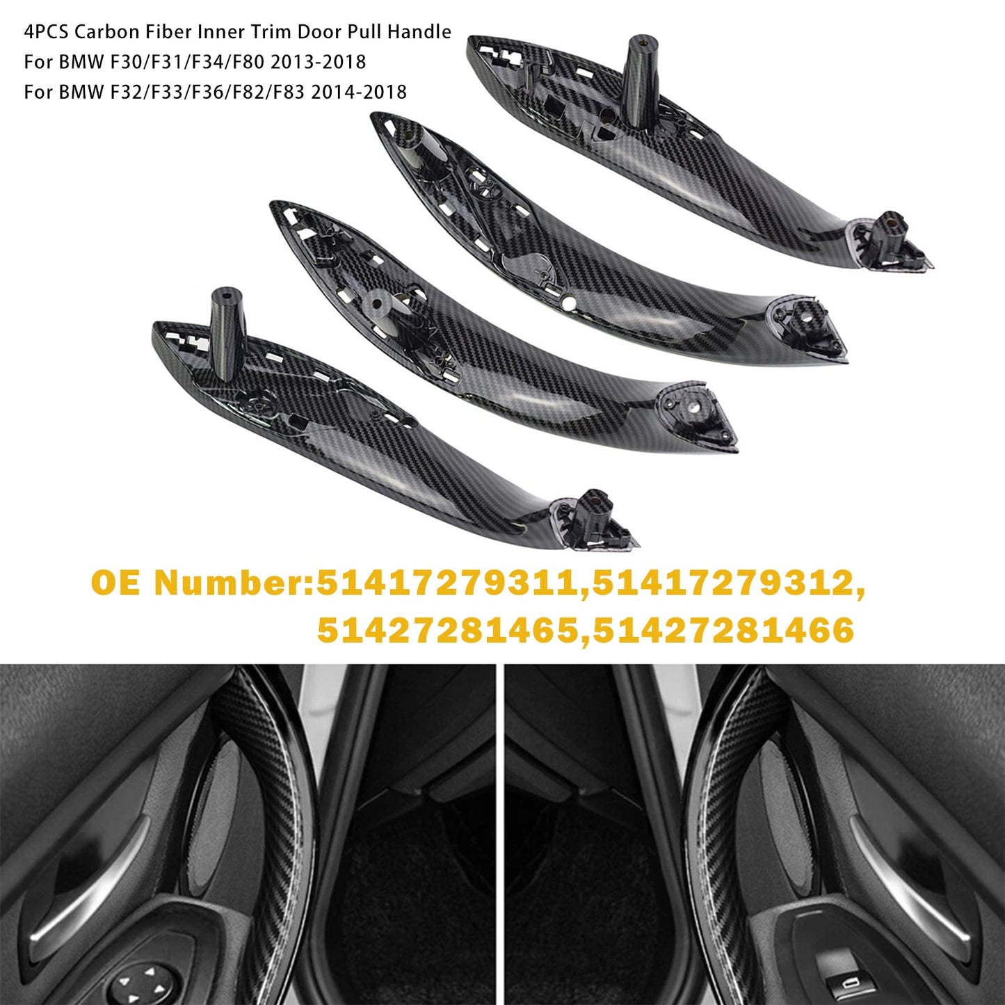 Maniglia interna per portiera in carbonio 4 pezzi per BMW F30 F80 F31 F32 F33 F35