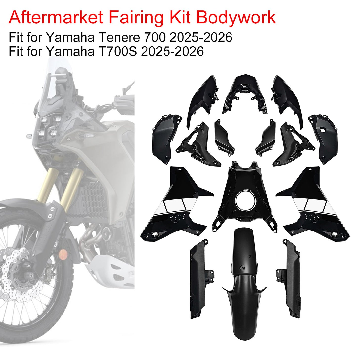Kit di carene stampate a iniezione per Yamaha Tenere 700 T700S 2025-2026