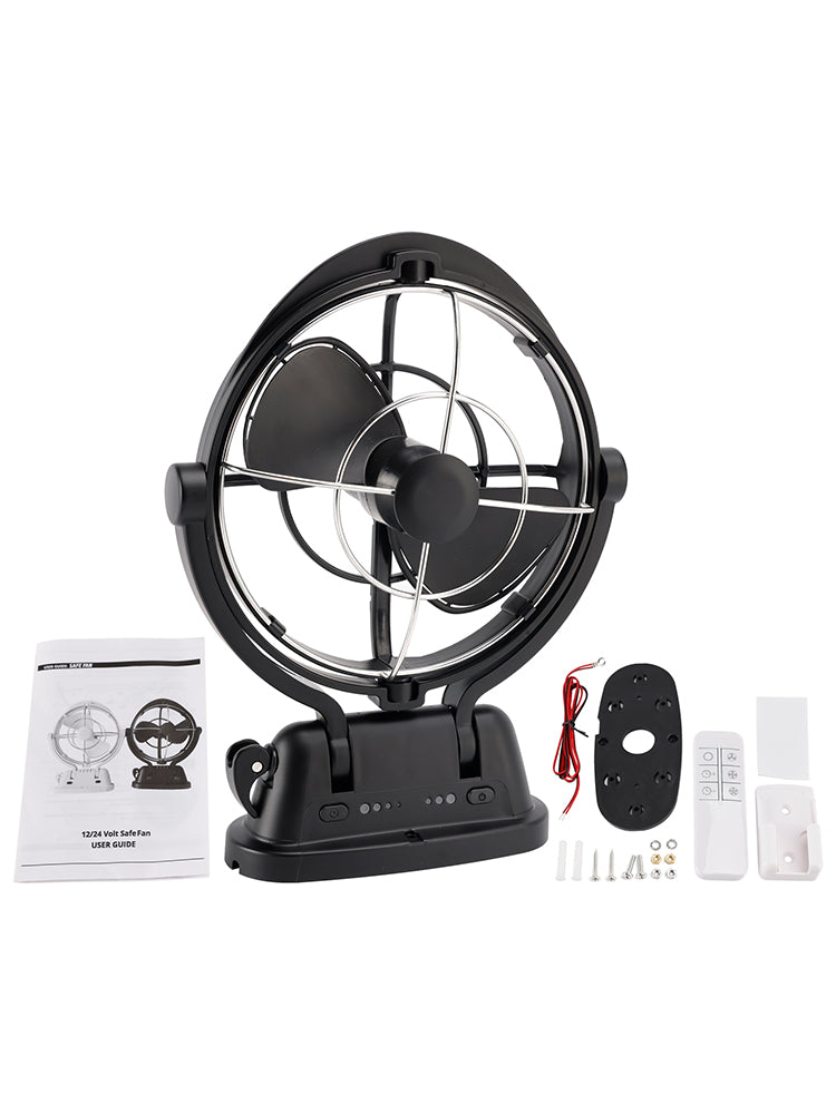 Ventola di ventilazione intelligente a bassa potenza con controllo della temperatura progettata specificamente per ambienti di navi e camper 12 V/24 V nera