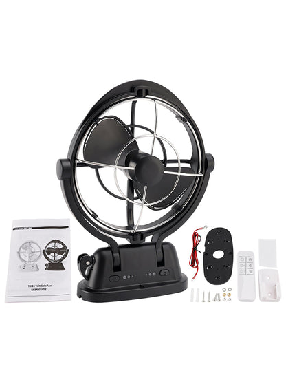 Ventola di ventilazione intelligente a bassa potenza con controllo della temperatura progettata specificamente per ambienti di navi e camper 12 V/24 V nera