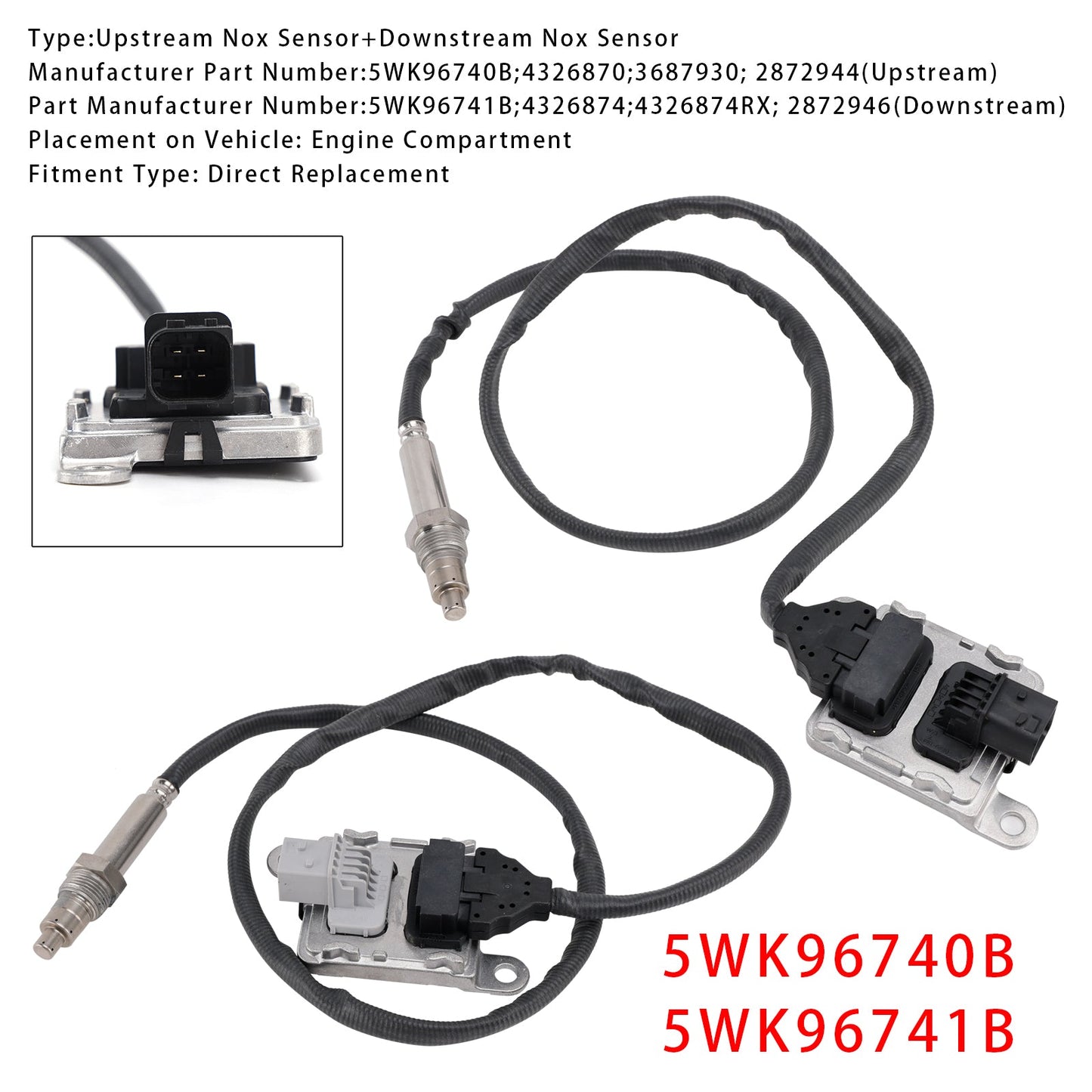 Kit sensore Nox 5WK96740B 5WK96741B 4326874 per Kenworth T880 L6 11.9L 2015-2019