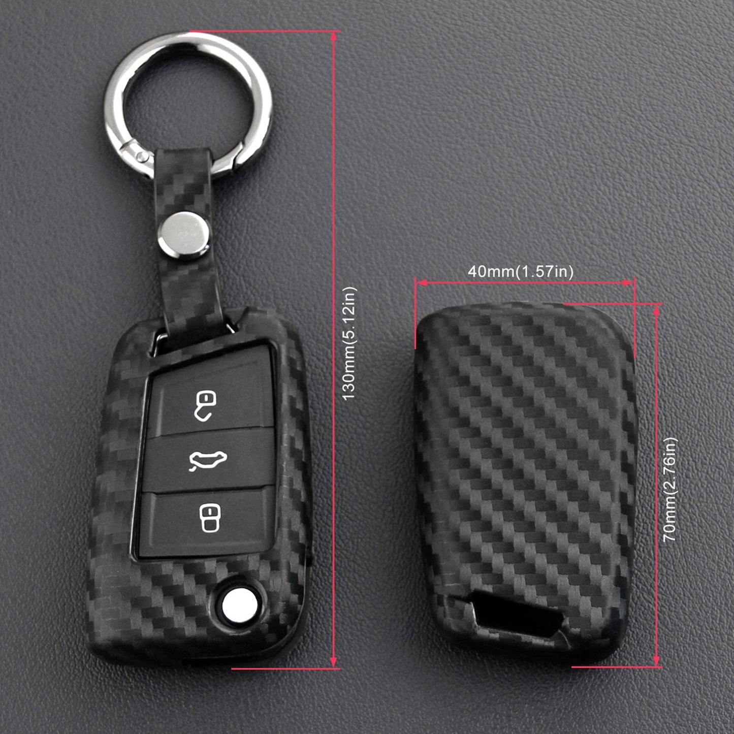 Custodia in silicone e pelle per chiave auto con fibbia per Volkswagen Golf MK7