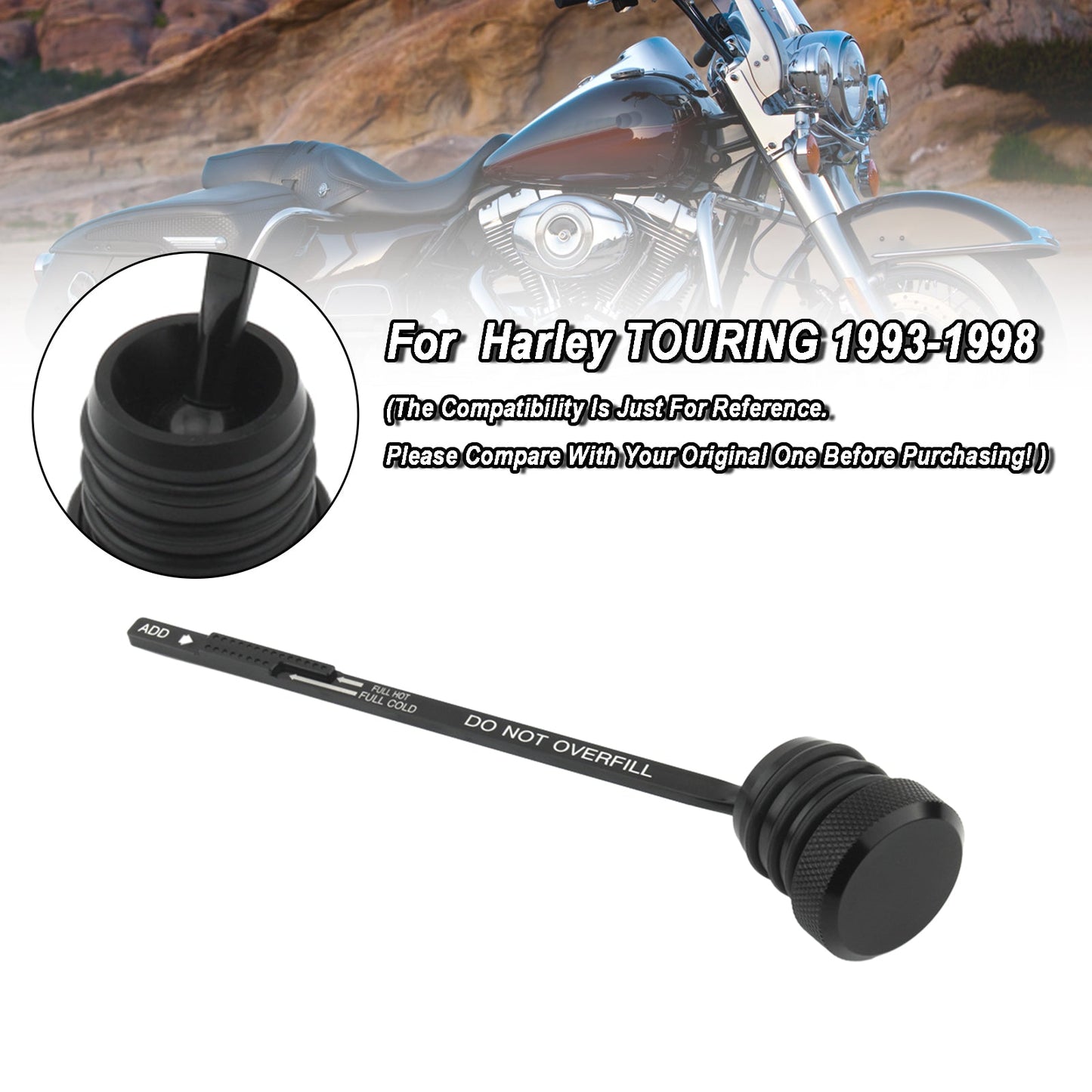 Tappo del tappo del serbatoio dell&#39;astina di livello dell&#39;olio Harley TOURING FLHT FLHS FLTC 1993-1998 0710-0002