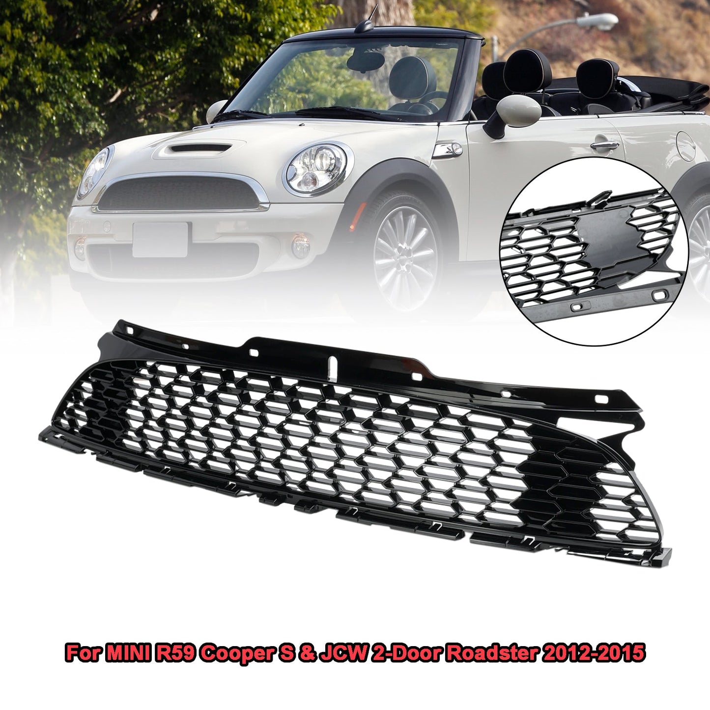 2011-2015 MINI R58 Cooper S e JCW 2 porte coupé paraurti anteriore nero lucido griglia griglia