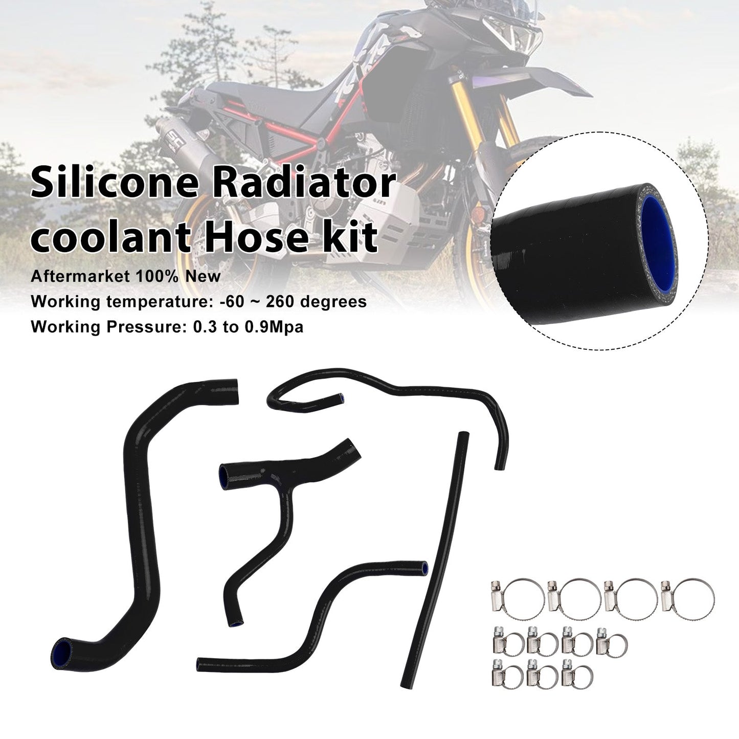 Tubo flessibile del liquido di raffreddamento del radiatore in silicone Aprilia Tuareg 660 2022-2025