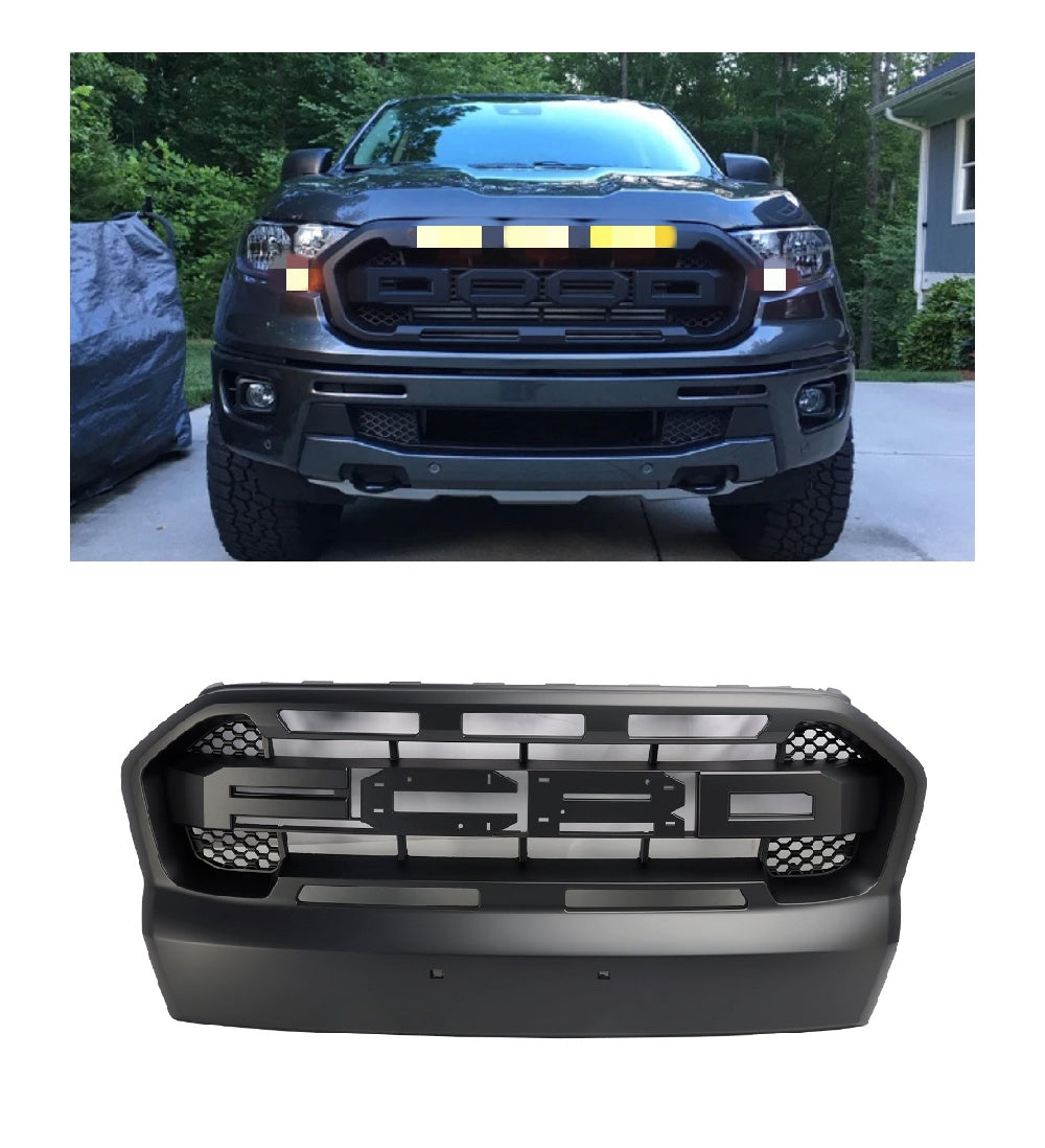 Matt Black Ranger Raccer Raptor Style Front Bumper Grill per Ford Ranger 2015-2019 T7