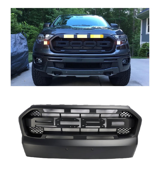 Matt Black Ranger Raccer Raptor Style Front Bumper Grill per Ford Ranger 2015-2019 T7