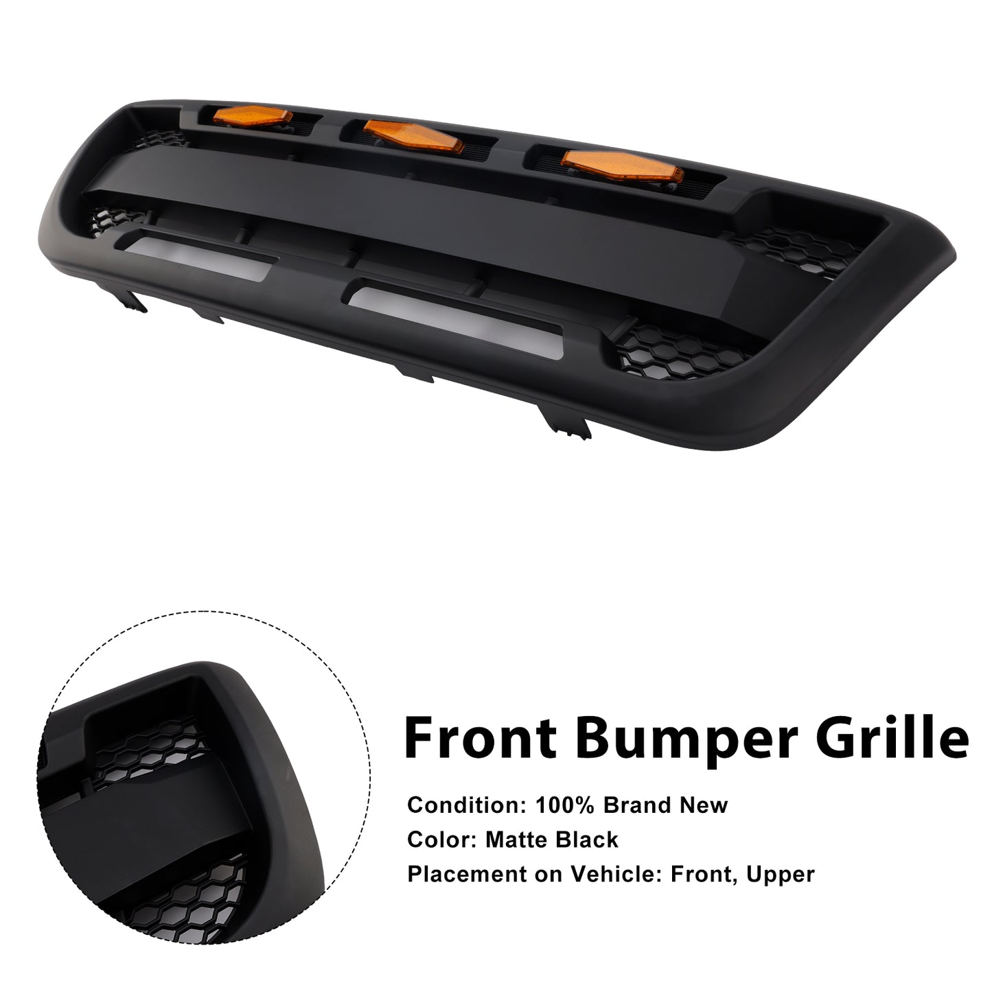 Griglia paraurti anteriore nera opaca Ford Ranger 1998-2000 con luce a LED